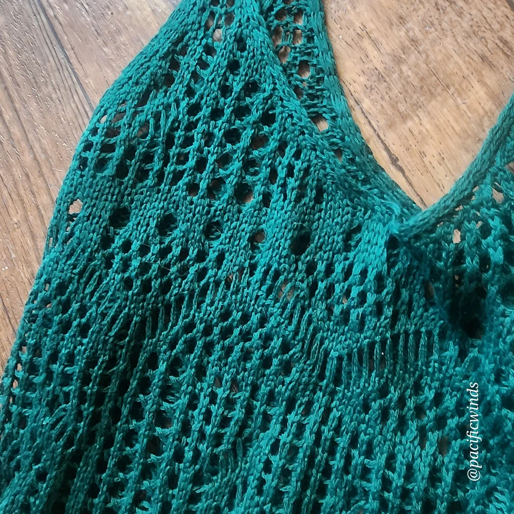 Green Lace Knit Swim Cover-Up with Halter Neck